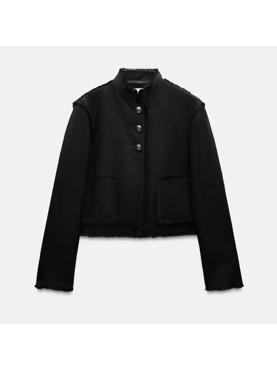 Zara Jackets & Blazers - Zara ZW Collection 100% Wool Fringed Cropped Jacket Size L